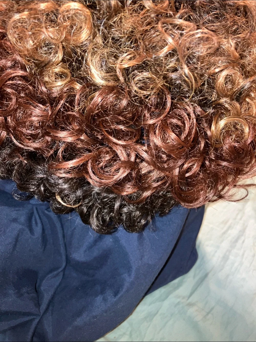 Curly Synthetic Wig in Dark Brown with Honey Highlights - Women Hair Extensions